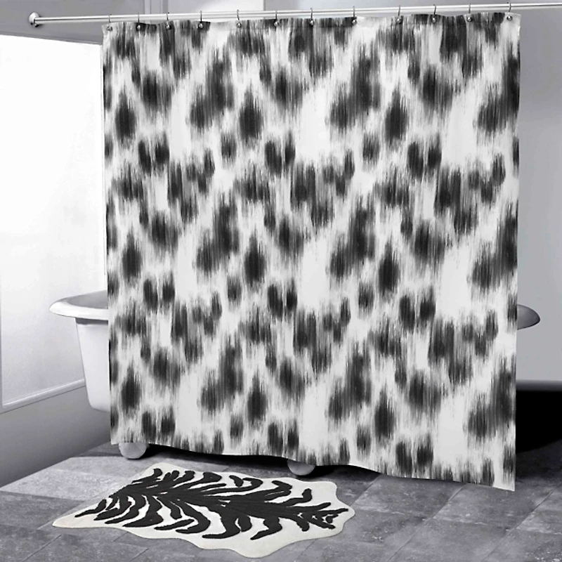 Nicole Miller Black & White Leopard Shower Curtain