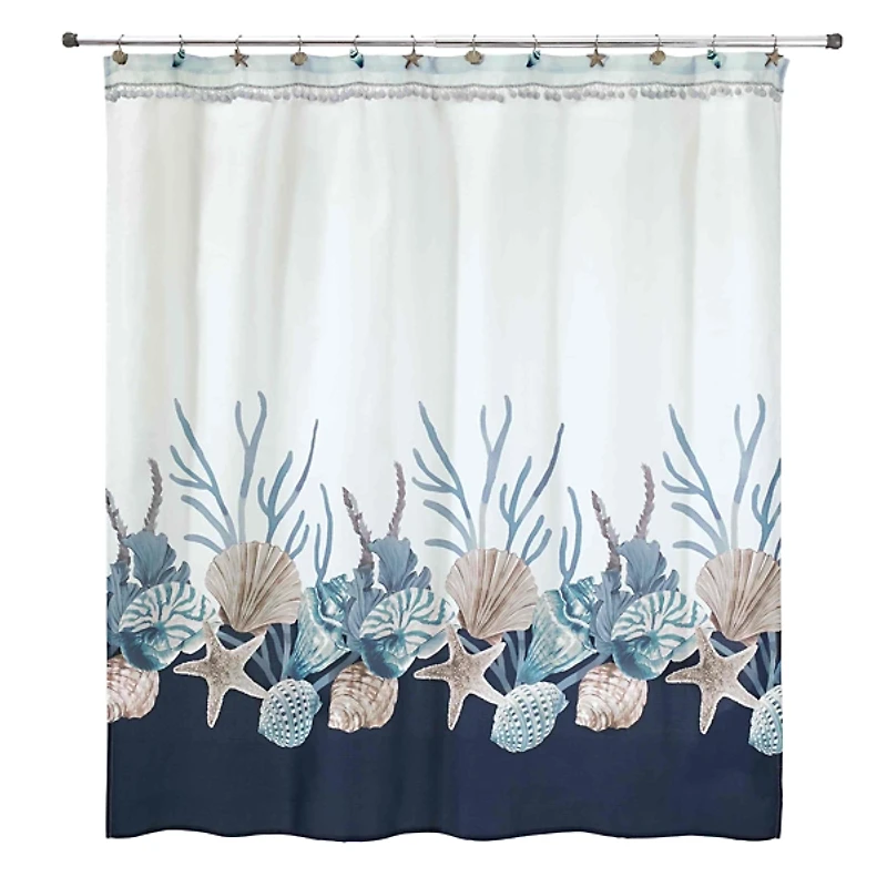 Blue Lagoon Seashell Shower Curtain