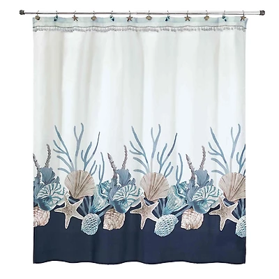 Blue Lagoon Seashell Shower Curtain
