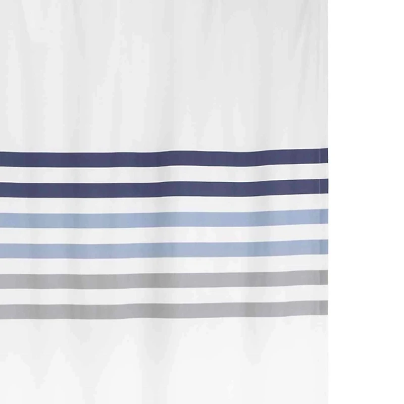 Izod Blue and White Striped Shower Curtain