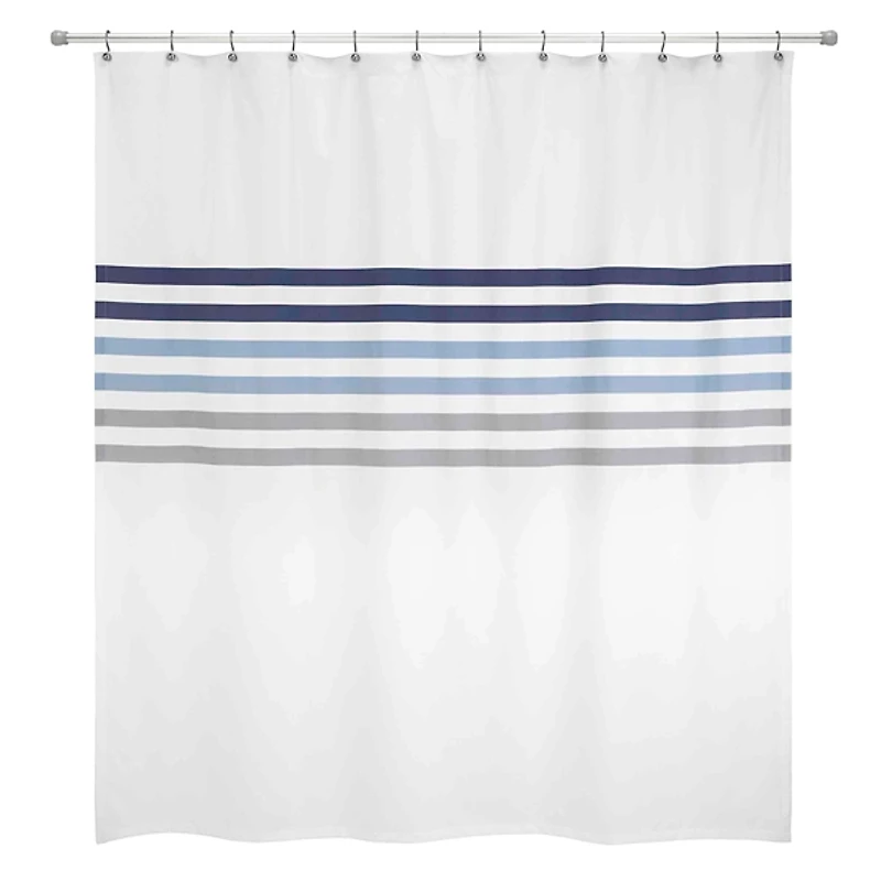 Izod Blue and White Striped Shower Curtain