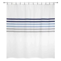 Izod Blue and White Striped Shower Curtain