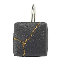Nicole Miller Black Square Shower Hooks, Set of 12
