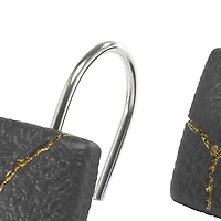 Nicole Miller Black Square Shower Hooks, Set of 12