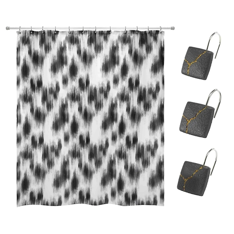 Nicole Miller Black Square Shower Hooks, Set of 12