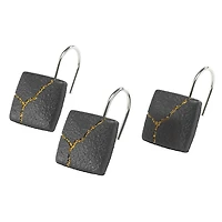 Nicole Miller Black Square Shower Hooks, Set of 12