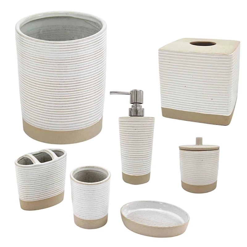 White Drift Stoneware Wastebasket