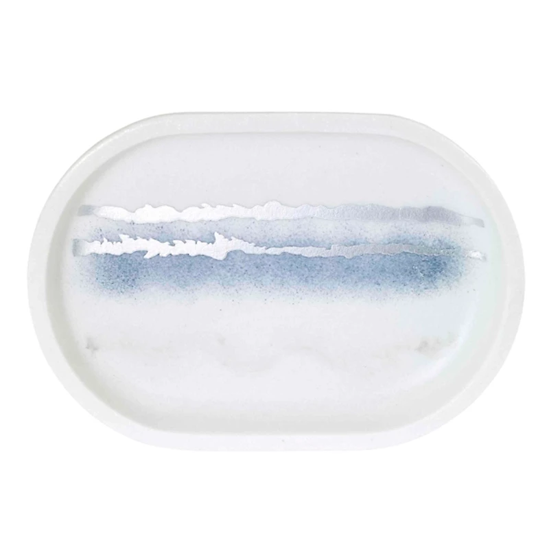 Murano Blue Faux Marble Soap Dish
