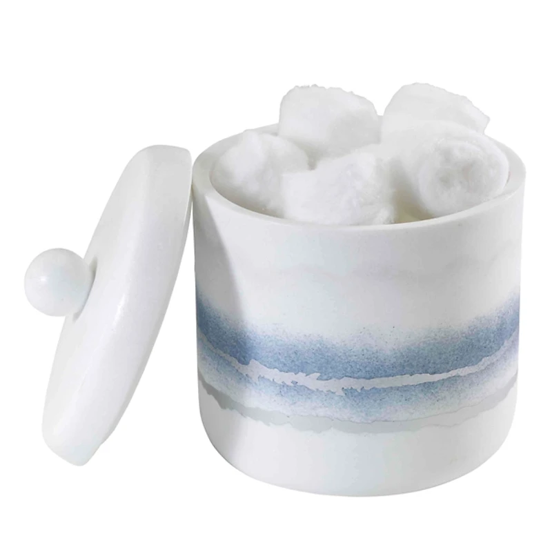 Murano Blue Faux Marble Bathroom Jar with Lid