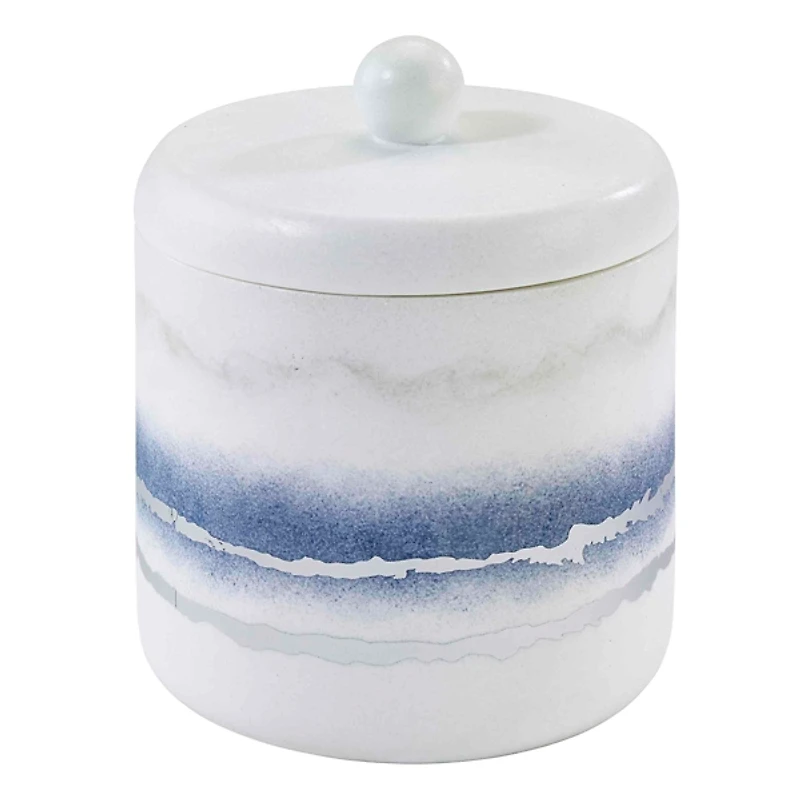 Murano Blue Faux Marble Bathroom Jar with Lid