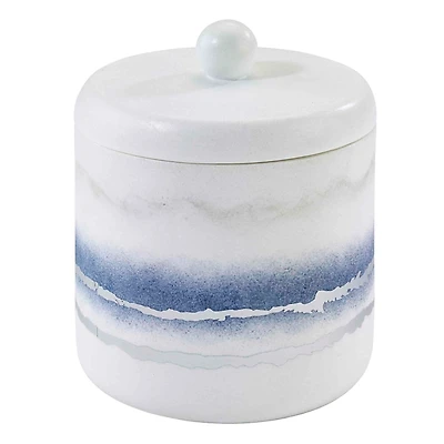 Murano Blue Faux Marble Bathroom Jar with Lid