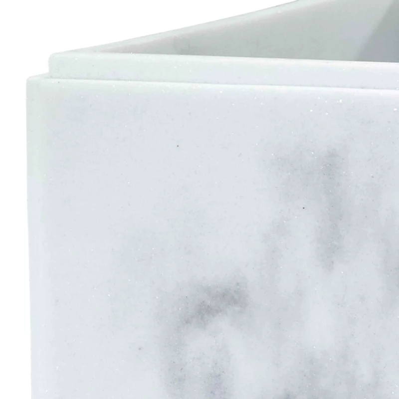 Catania White Marble Wastebasket