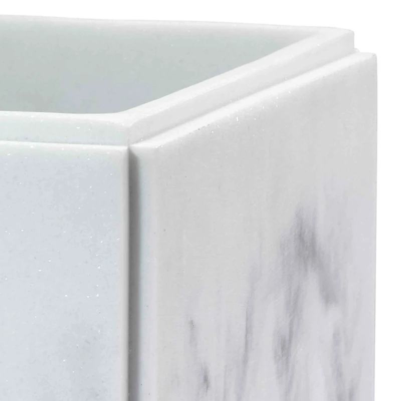 Catania White Marble Wastebasket