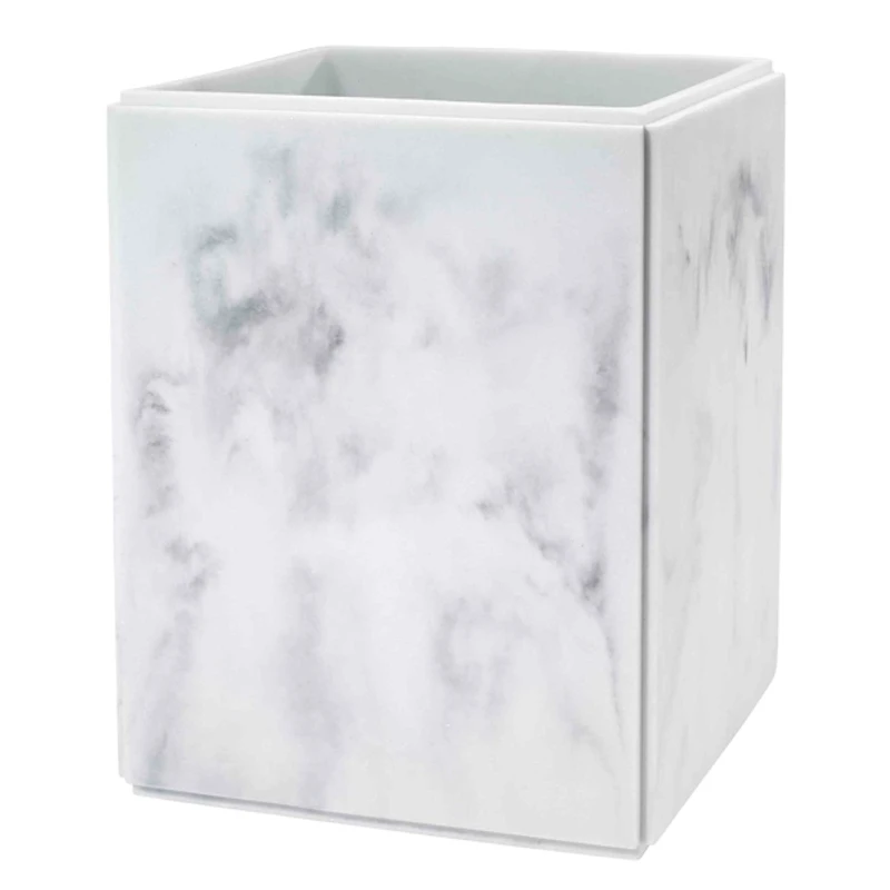 Catania White Marble Wastebasket
