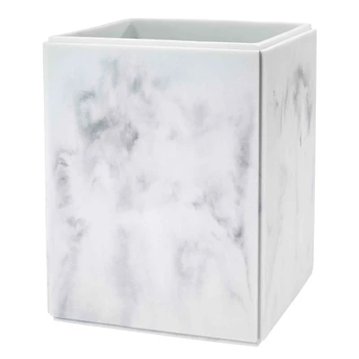 Catania White Marble Wastebasket