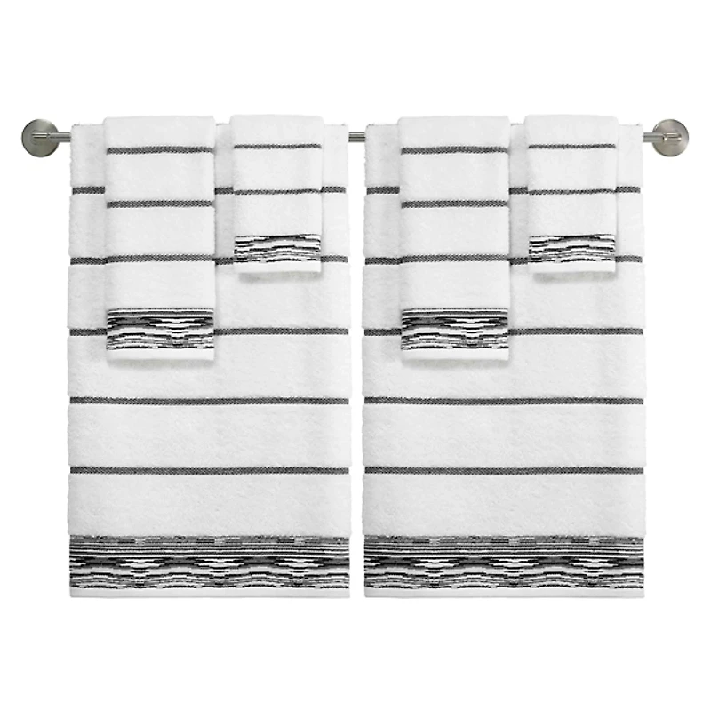 Nicole Miller Sydney Striped Hand Towels, Set of 2