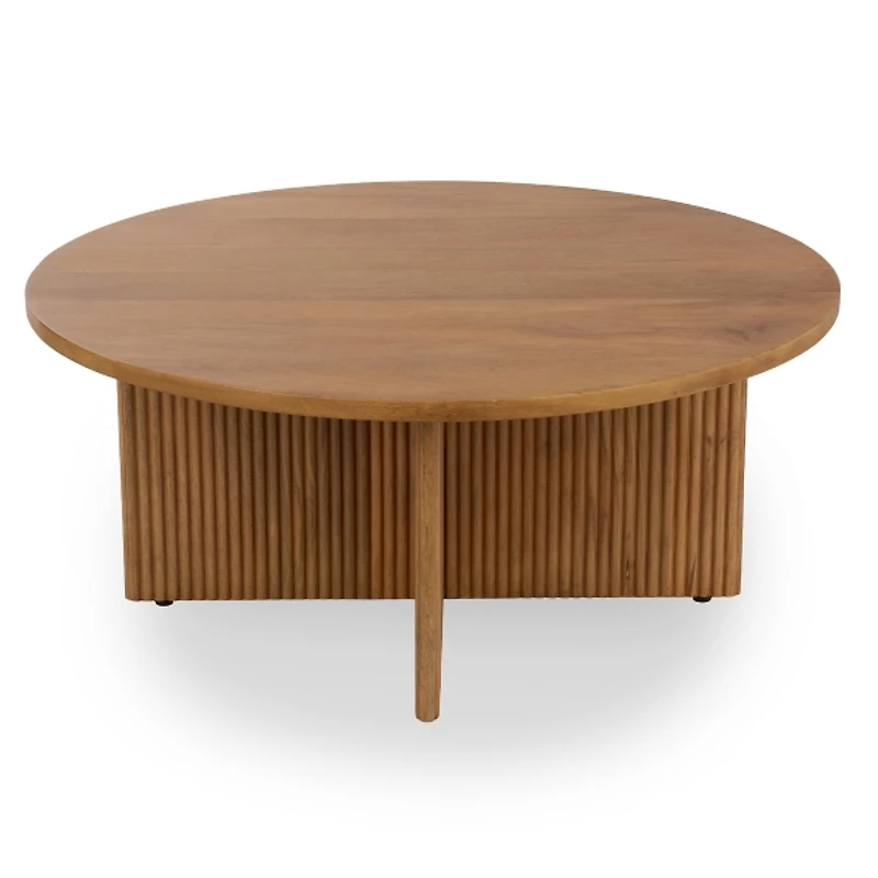 Leighton Natural Ribbed Wood Coffee Table