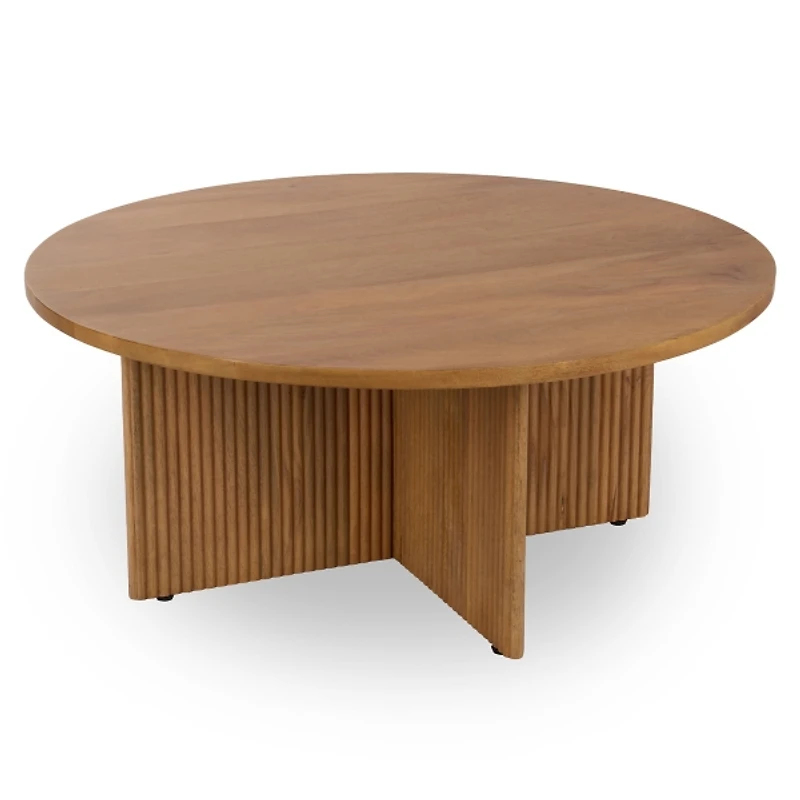 Leighton Natural Ribbed Wood Coffee Table