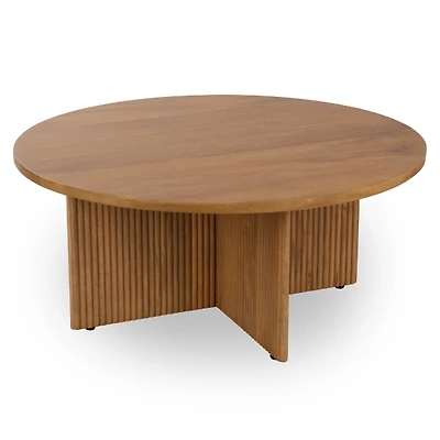 Leighton Natural Ribbed Wood Coffee Table