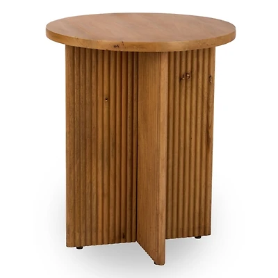 Leighton Natural Ribbed Wood Side Table