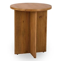 Leighton Natural Ribbed Wood Side Table
