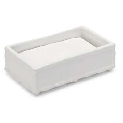 White Ceramic Bamboo Rectangle Napkin Holder