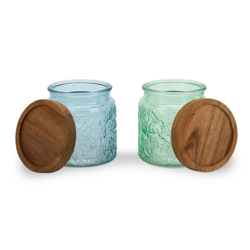 Etched Floral Storage Jars