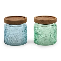 Etched Floral Storage Jars