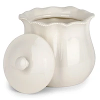 Small White Wavy Beaded Canister