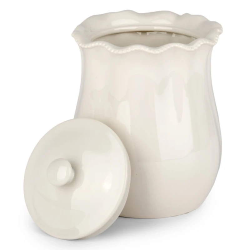 White Wavy Beaded Canister