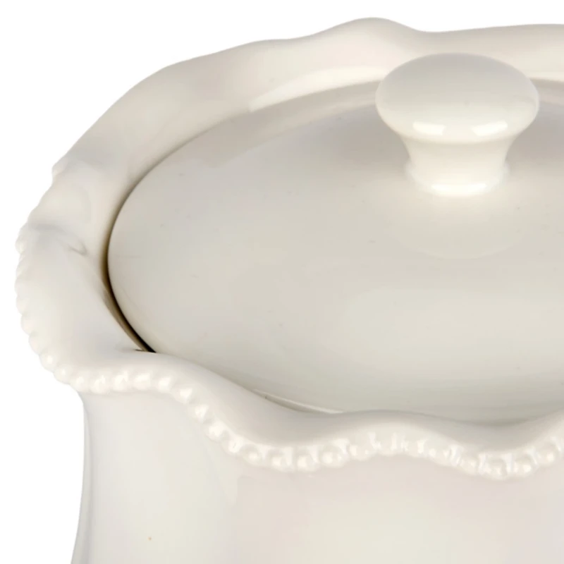 White Wavy Beaded Canister