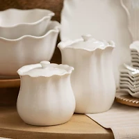 Large White Wavy Beaded Canister