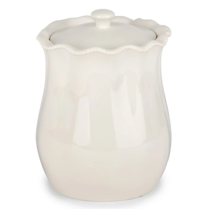 White Wavy Beaded Canister