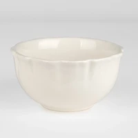 White Scalloped Stoneware Cereal Bowl