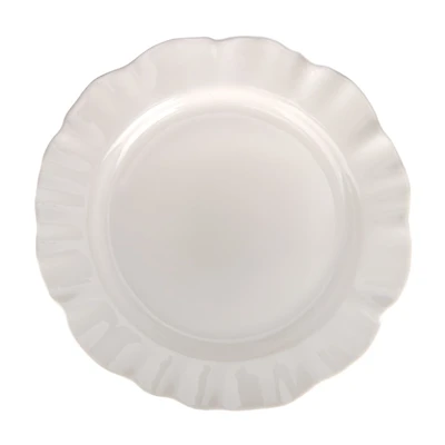 White Scalloped Stoneware Dinner Plate