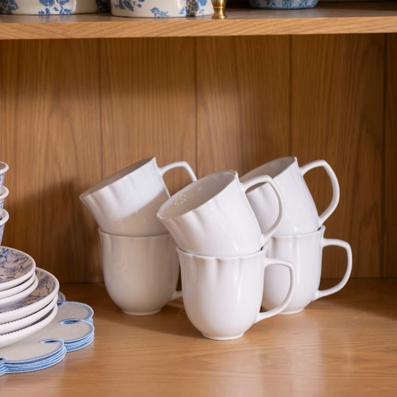 White Scalloped Stoneware Mug