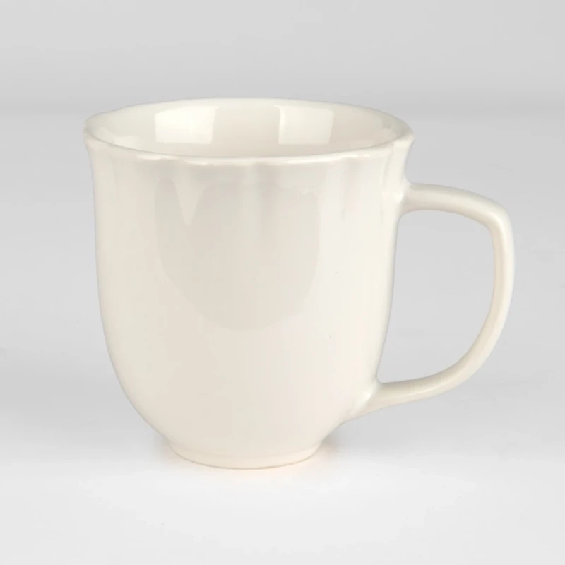 White Scalloped Stoneware Mug