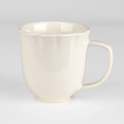 White Scalloped Stoneware Mug