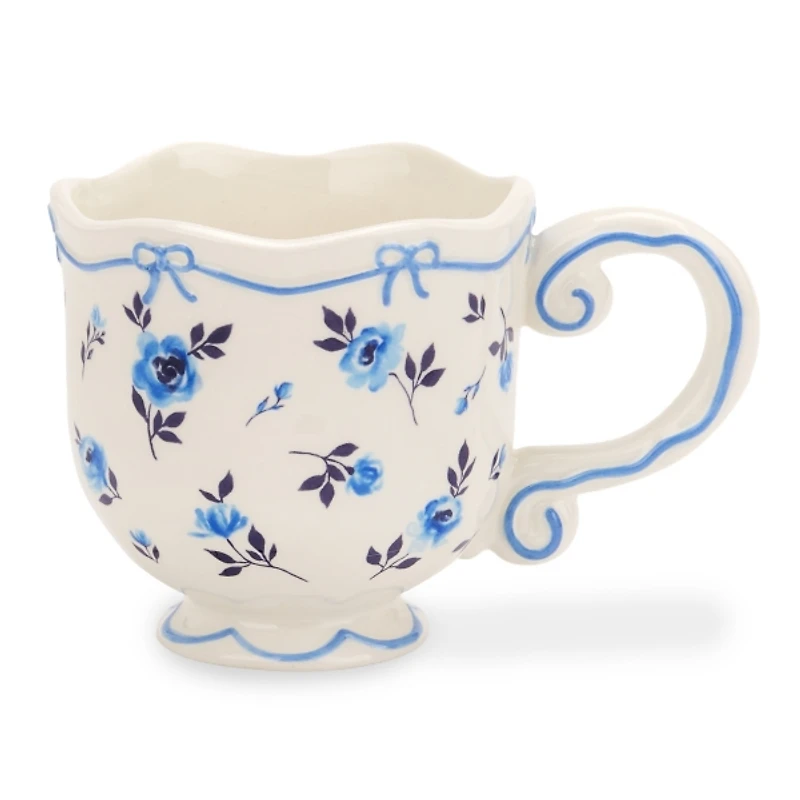 Ditsy Floral and Bows Scalloped Mug