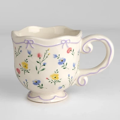 Ditsy Floral and Bows Scalloped Mug