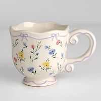 Ditsy Floral and Bows Scalloped Mug