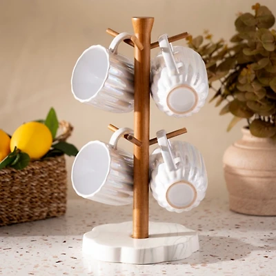 Faux Marble Scalloped Mug Holder