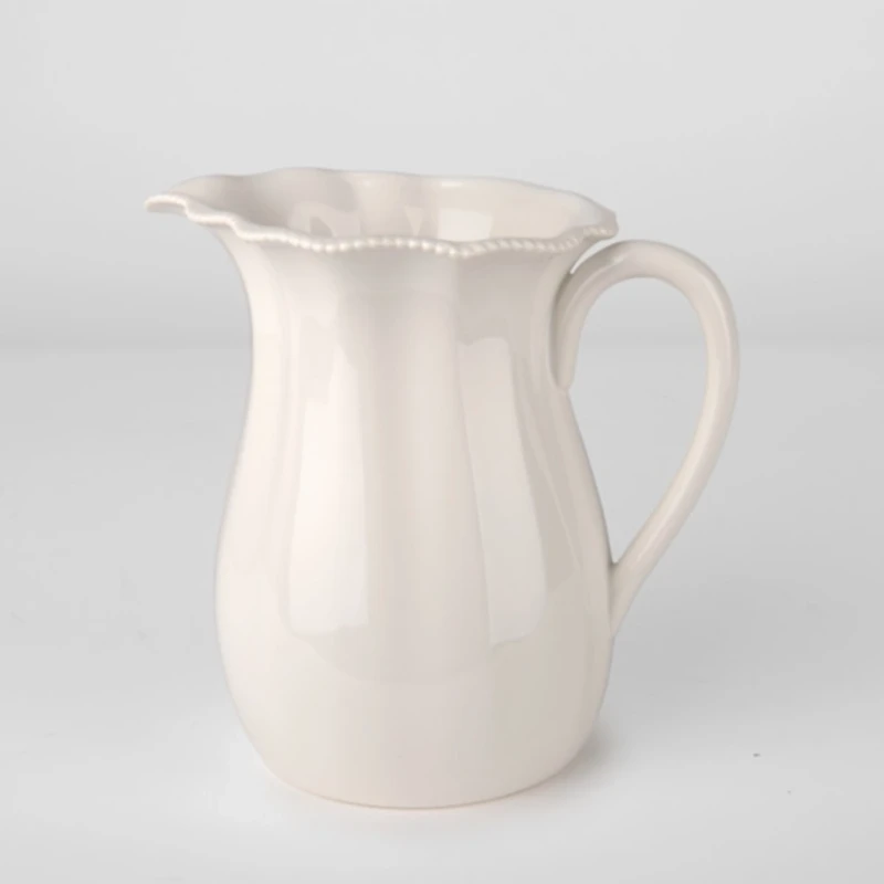 White Wavy Beaded Pitcher