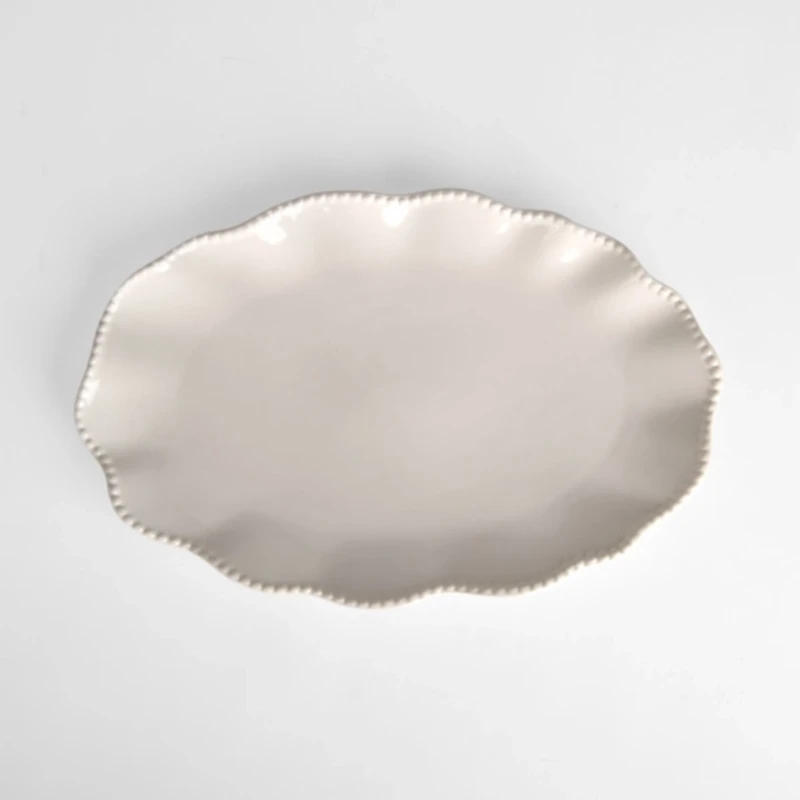 White Wavy Beaded Serving Platter