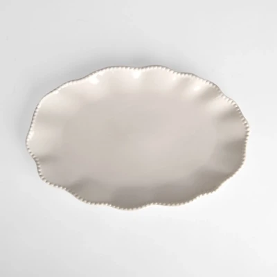 White Wavy Beaded Serving Platter
