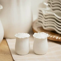 White Wavy Beaded Salt and Pepper Shaker Set