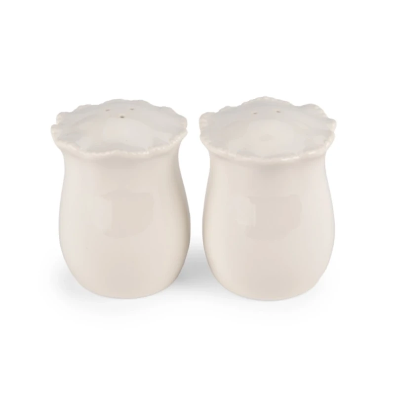 White Wavy Beaded Salt and Pepper Shaker Set