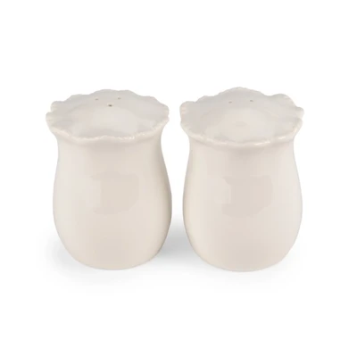 White Wavy Beaded Salt and Pepper Shaker Set