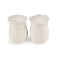White Wavy Beaded Salt and Pepper Shaker Set