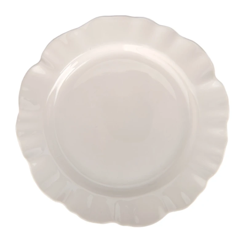 White Scalloped Stoneware Salad Plate